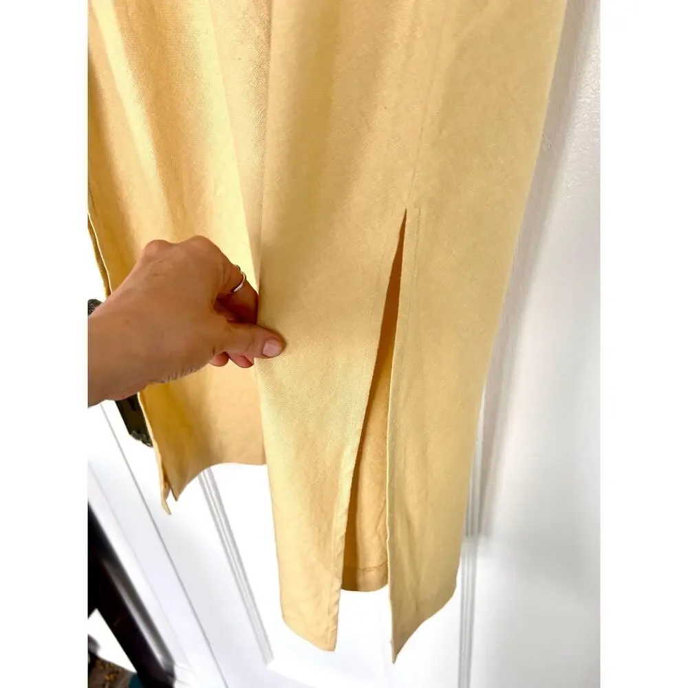 Vintage Buttercream 100% Linen Column Skirt Size Small | Minimalist Chic Style